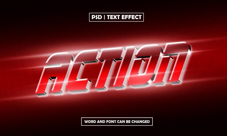 PSD efecto de texto de acción 3d editable