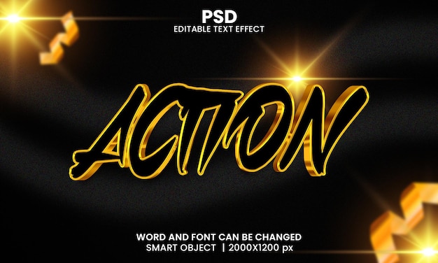 PSD efecto de texto de acción 3d