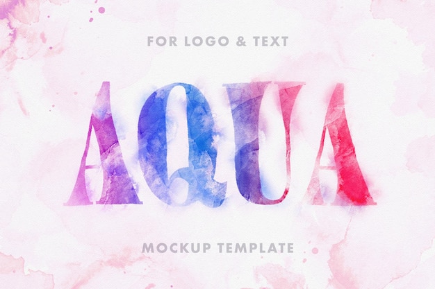 Efecto de texto de acuarela Aquarelle y maqueta de logotipo