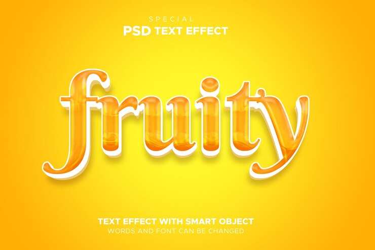 PSD efecto de texto afrutado objeto inteligente editable