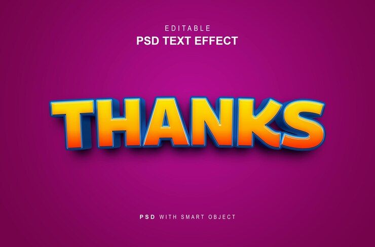 PSD efecto de texto de agradecimiento editable