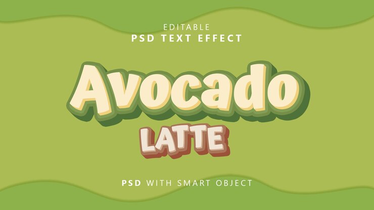 PSD efecto de texto de aguacate con leche