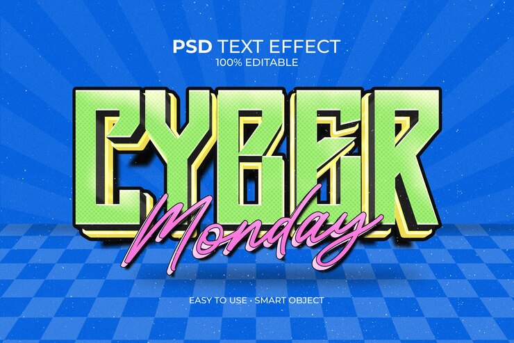 PSD efecto de texto al estilo de cyber monday japón