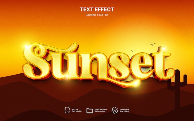 Efecto de texto de amanecer o puesta de sol