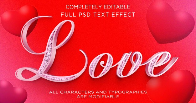 Efecto de texto de amor delicado