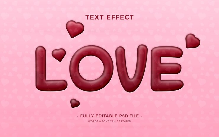 PSD efecto de texto de amor