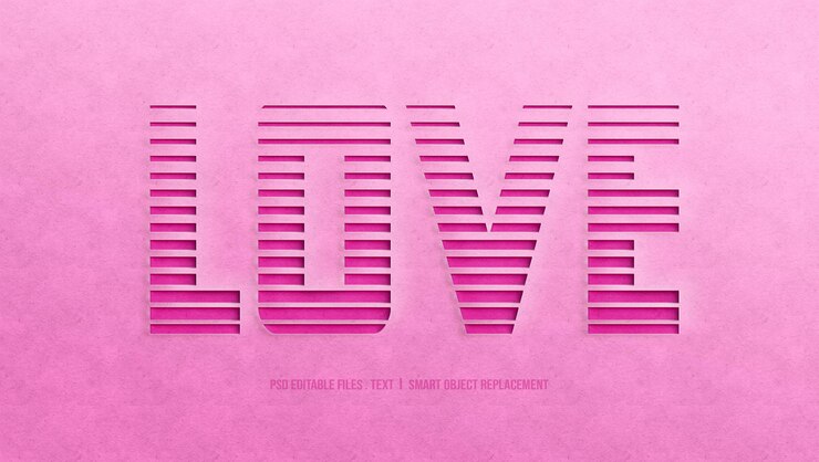 PSD efecto de texto amoroso en 3d