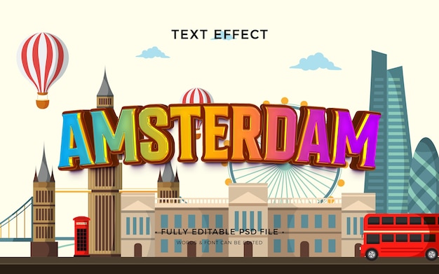 PSD efecto de texto de ámsterdam