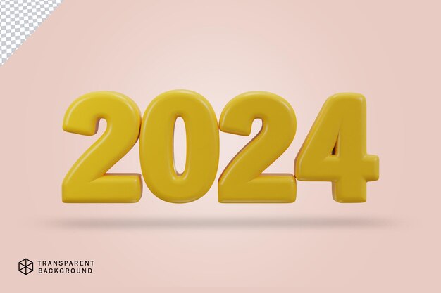 Efecto de texto de año nuevo 2024 renderización 3D