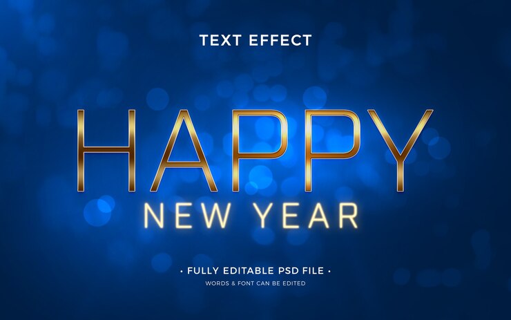 PSD efecto de texto de año nuevo