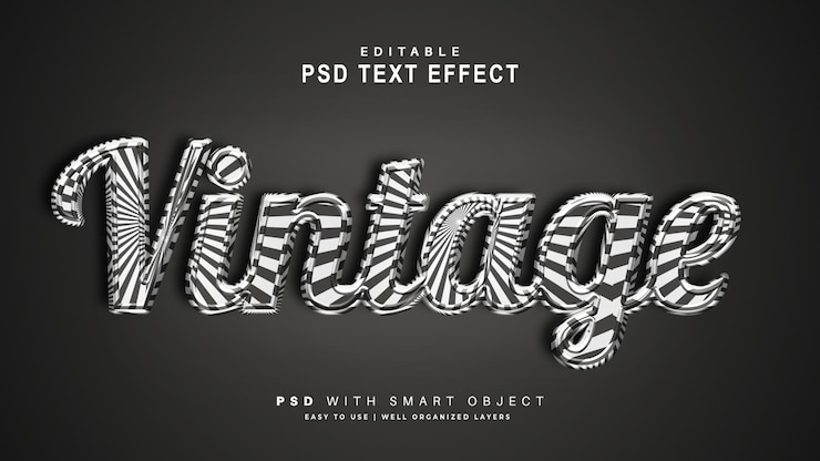 PSD efecto de texto antiguo. objeto inteligente de texto editable