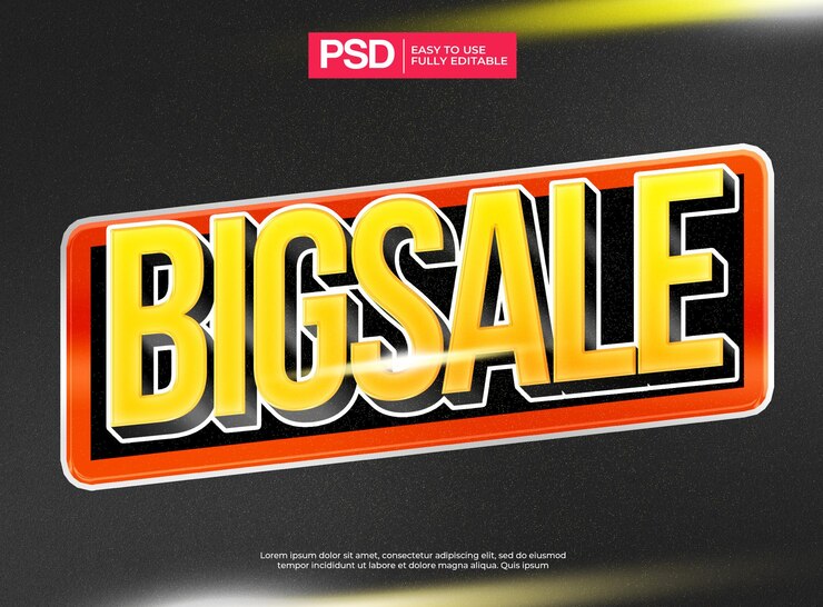 PSD efecto de texto de anuncios de promoción de venta.
