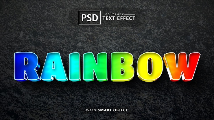 PSD efecto de texto arco iris 3d editable