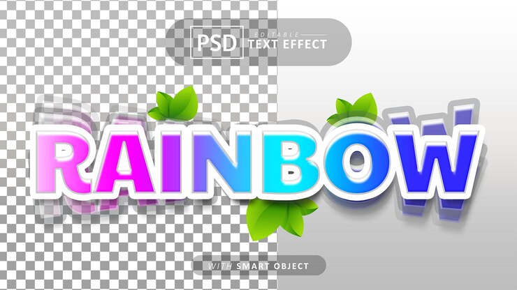 PSD efecto de texto arco iris 3d editable