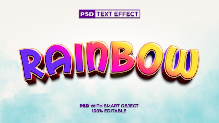 PSD efecto de texto de arco iris colorido estilo 3d efecto de texto editable