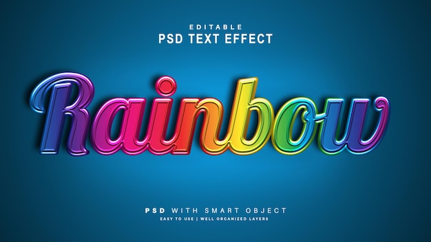 Efecto de texto de arco iris. objeto inteligente de texto editable