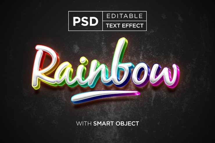 PSD efecto de texto de arcoiris con luces