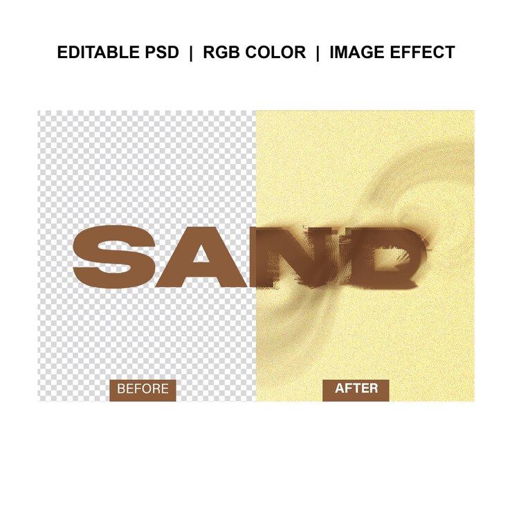 PSD efecto de texto de arena