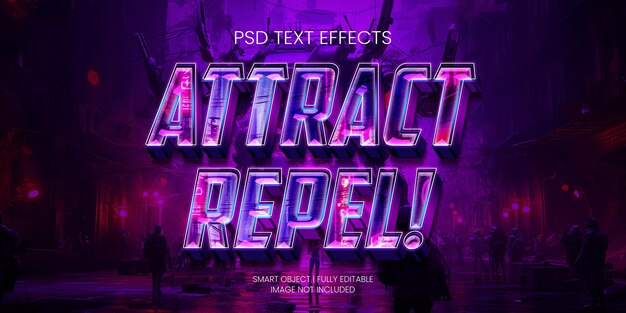 PSD efecto de texto de atraer y repeler