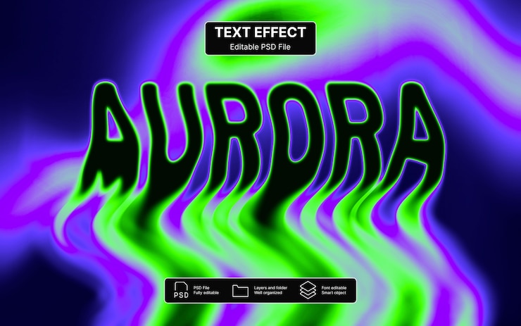 Efecto de texto de la aurora boreal