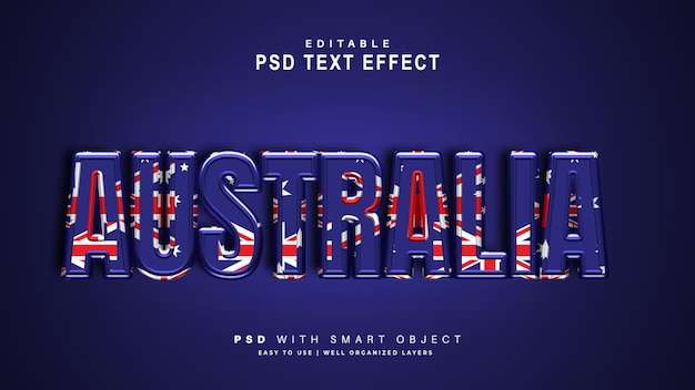 Efecto de texto de Australia. objeto inteligente de texto editable