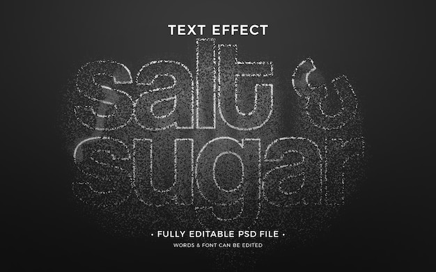 Efecto de texto de azúcar y sal.