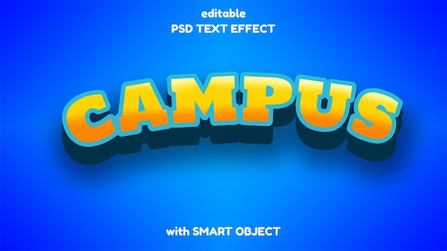 Efecto de texto azul amarillo del campus 3D