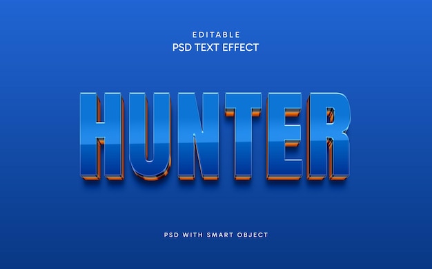 PSD efecto de texto azul del cazador