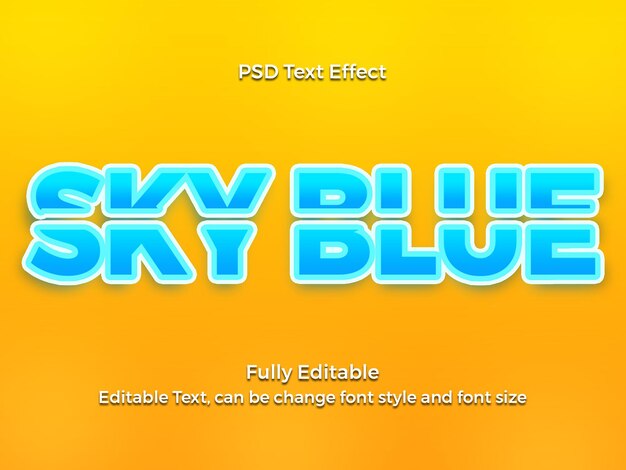 Efecto de texto azul cielo con fondo amarillo