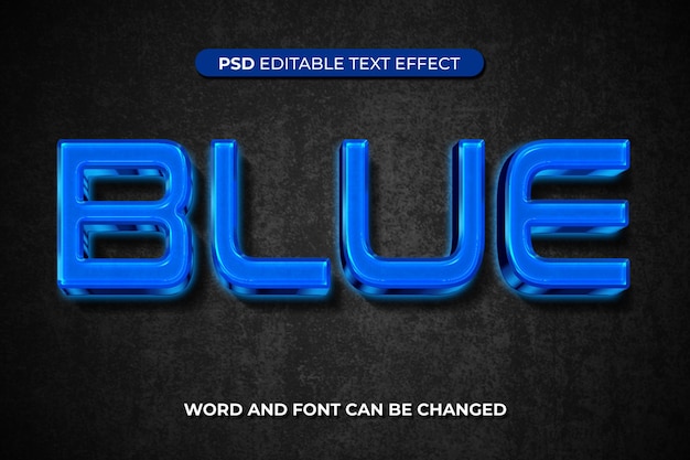 PSD efecto de texto azul color 3d en capas