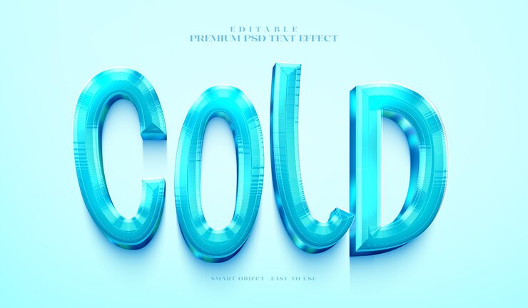 PSD efecto de texto azul frío totalmente editable premium psd 3d