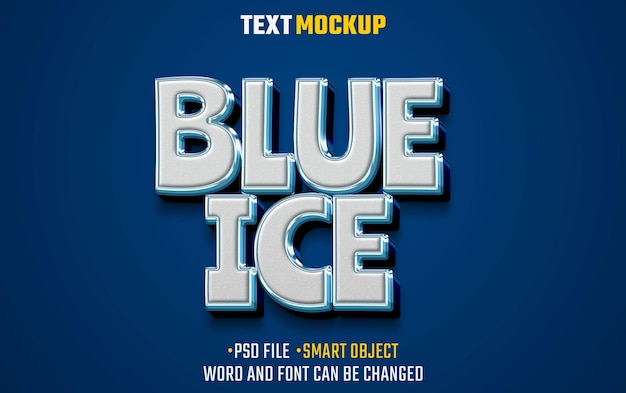 Efecto de texto azul de hielo Efecto de fuente de texto 3D