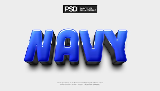 PSD efecto de texto azul marino limpio simple