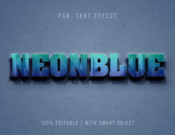 Efecto de texto azul psd 3d