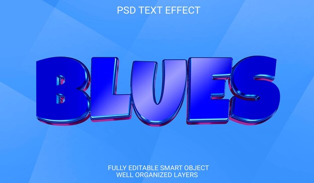 Efecto de texto azul PSD