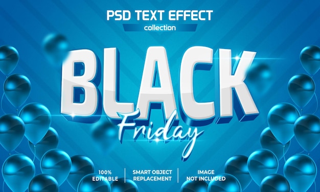 PSD efecto de texto azul del viernes negro