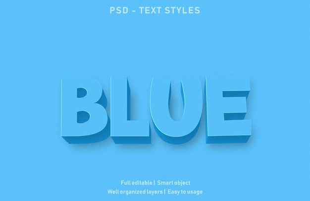 PSD efecto de texto azul