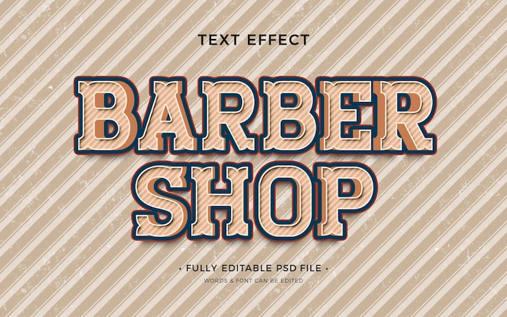 PSD efecto de texto de barbería