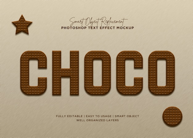 Efecto de texto de barra de choco de estilo 3d