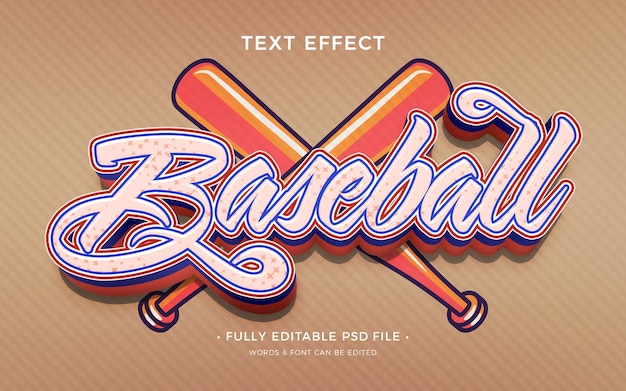 PSD efecto de texto de beisbol