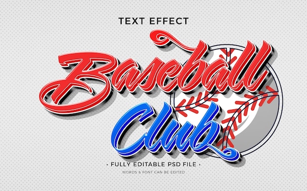 PSD efecto de texto de beisbol