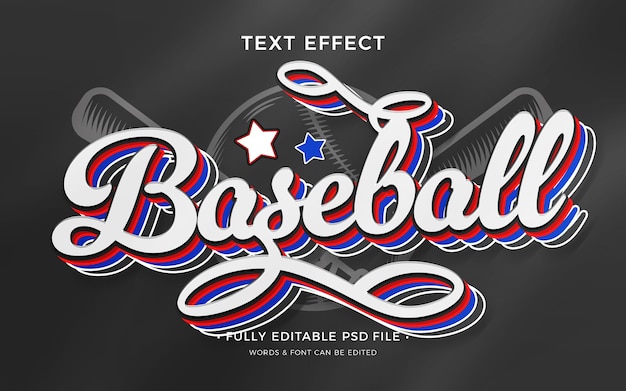 PSD efecto de texto de beisbol