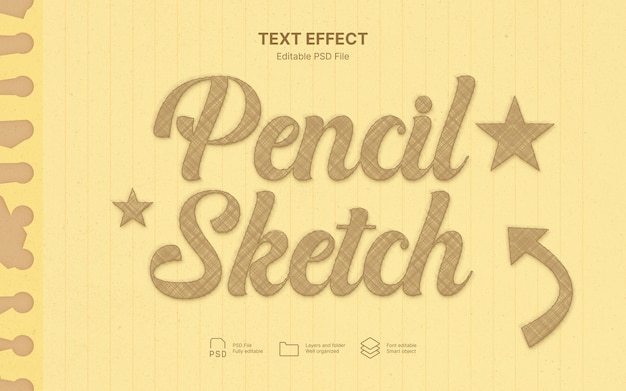 Efecto de texto de boceto de lápiz