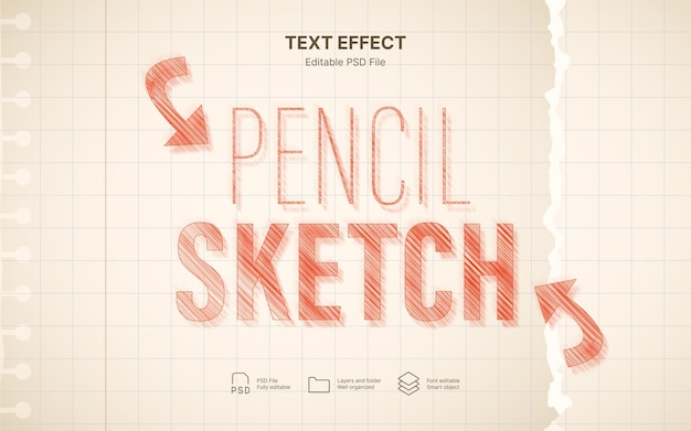 Efecto de texto de boceto de lápiz