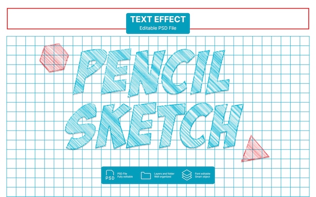 Efecto de texto de boceto de lápiz