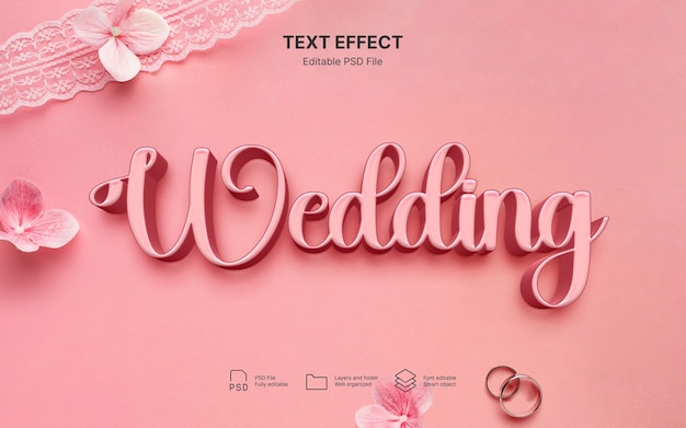 PSD efecto de texto de boda de oro