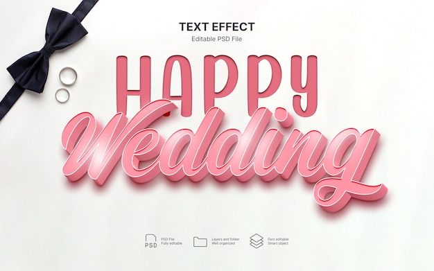 Efecto de texto de boda de oro