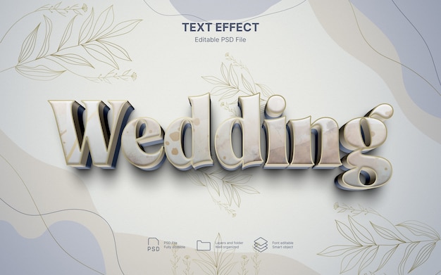 PSD efecto de texto de boda