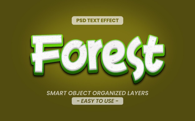 Efecto de texto de bosque editable en 3D estilo gráfico del título
