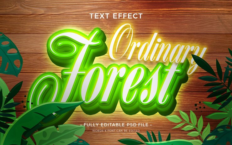 PSD efecto de texto de bosque encantado
